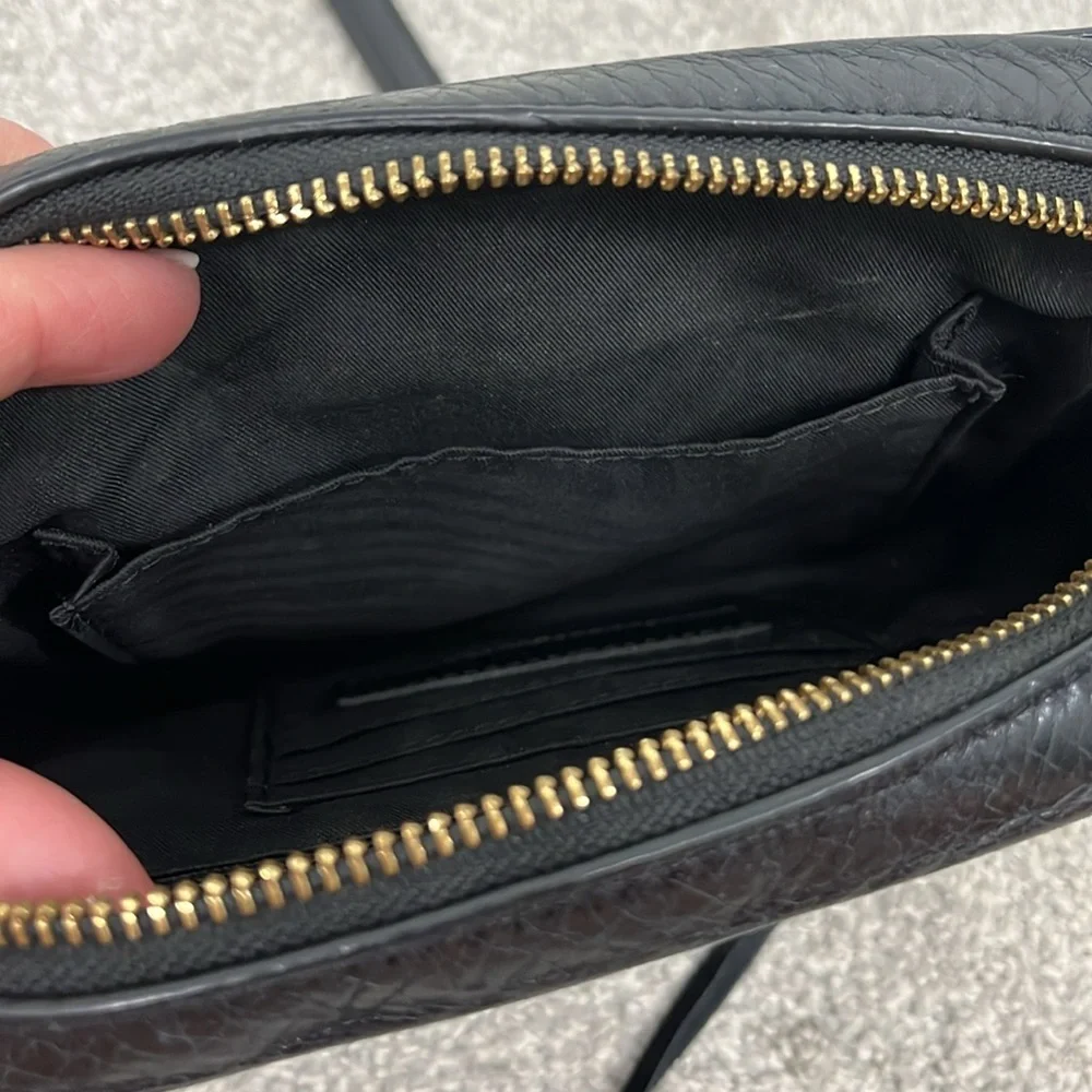 New Rebecca Minkoff Black Leather Gold Tone Chain Crossbody Bag